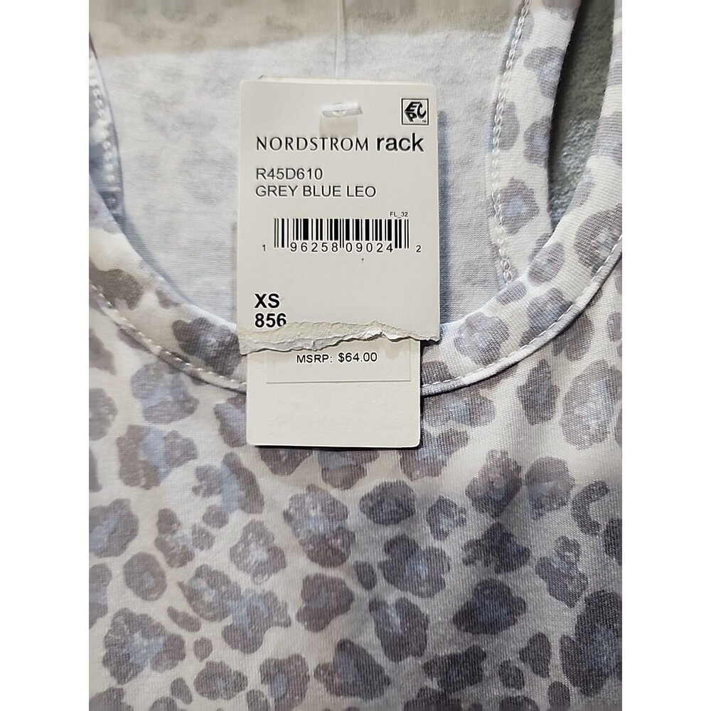 NWT Splendid Womens XS Lingerie Long NightGown Sleepware Blue Grey Leopard Print - Picture 2 of 6